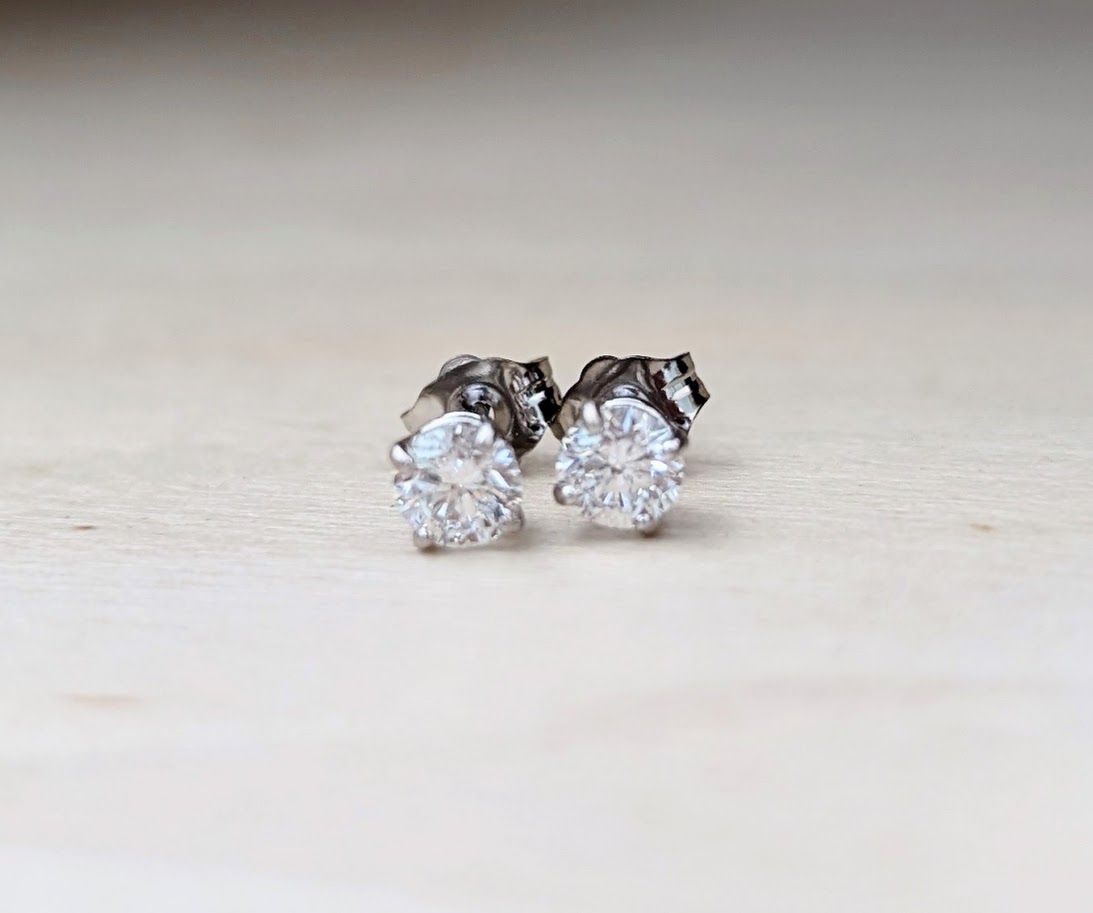 0.65 Carat Lab Grown Diamond Studs in 14k White Gold