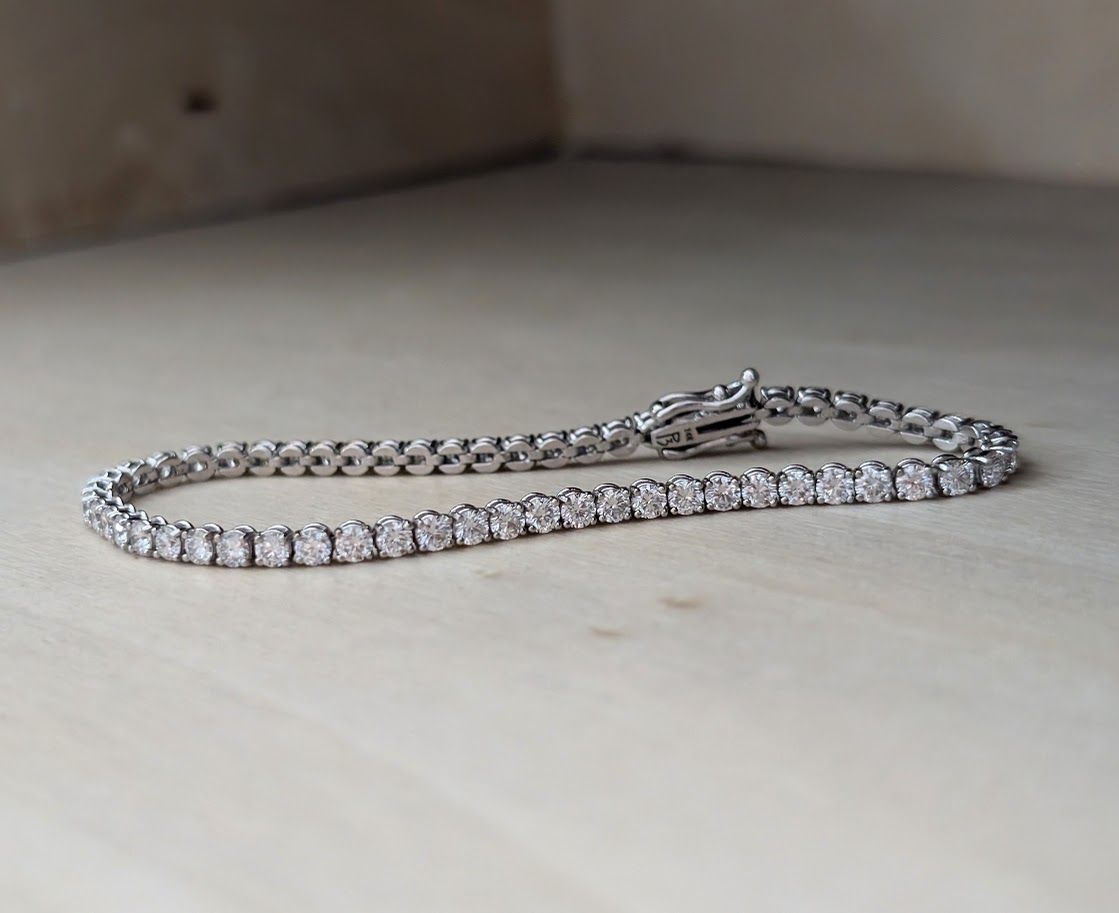 5 Carat Lab Grown Diamond Tennis Bracelet in 14k White Gold 7” F/VS Quality