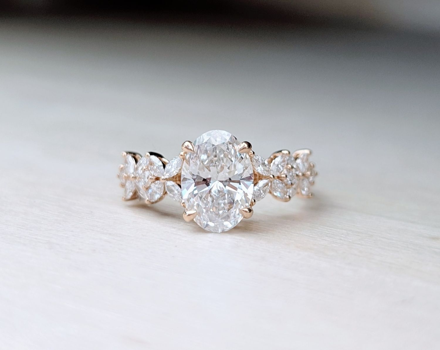 2 Carat Oval in Diamond Accented 14k Yellow Gold Setting Size 7