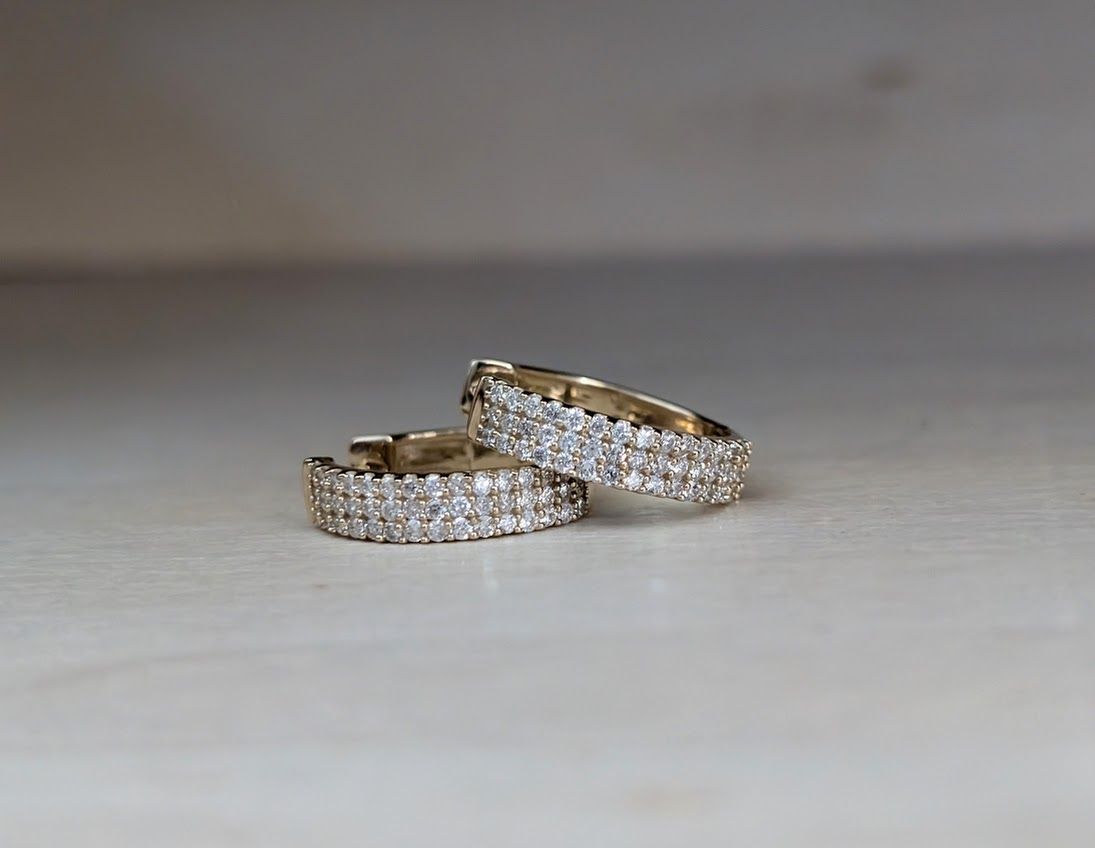1 Carat Lab-Grown Diamond Pavé Hoops in 10k Yellow Gold