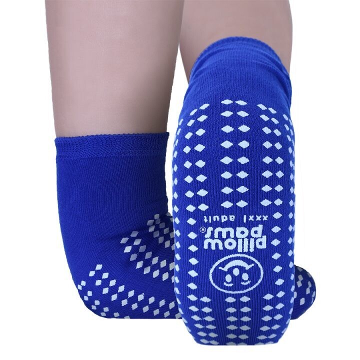 Non Slip Socks Pillow Paws Wrap Around Imprint, Size: XXX Large - Size Bariatric Colour Royal Blue. PPDXXXL1099