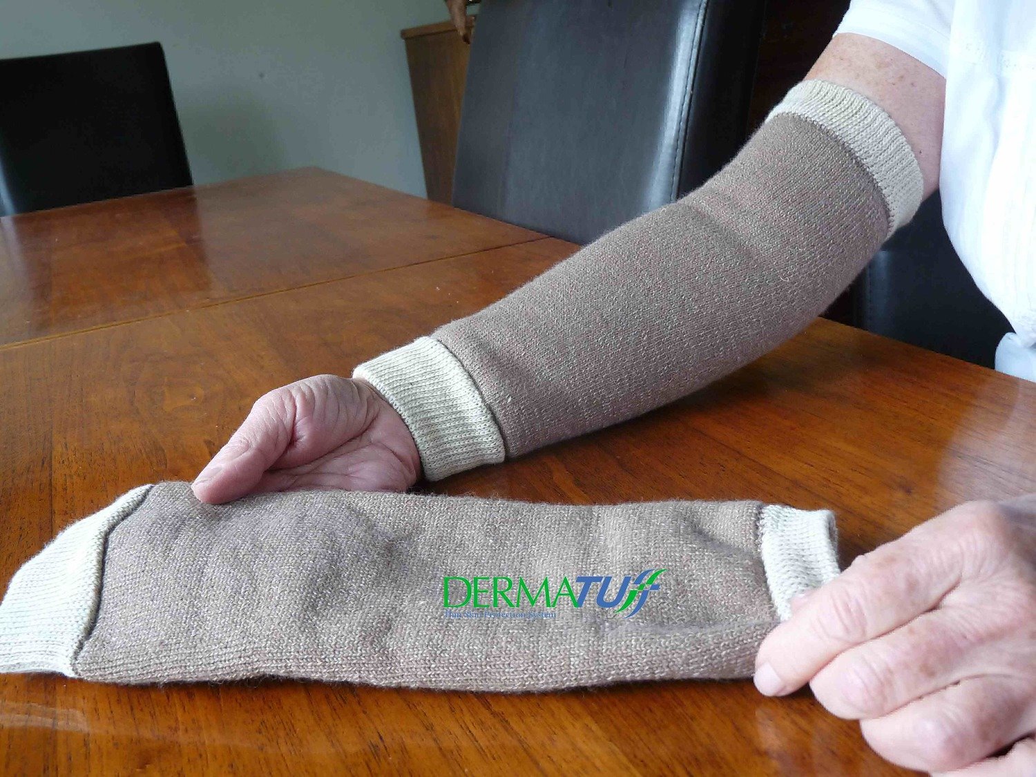 DermaTuff Arm Sleeves for Skin Tears. Oatmeal or Black. Large Only.