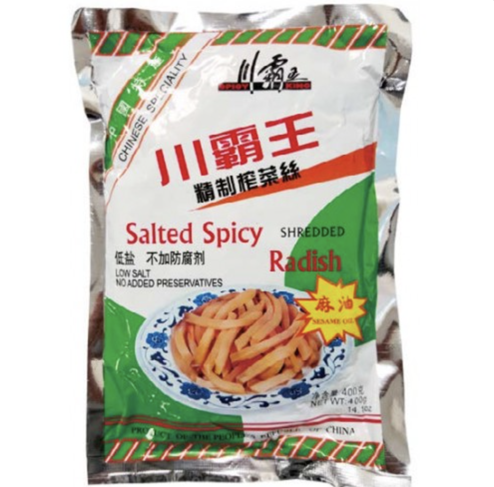 川霸王精制榨菜丝（麻油） Salted Spicy Radish sesame oil 400g（14.1 oz）