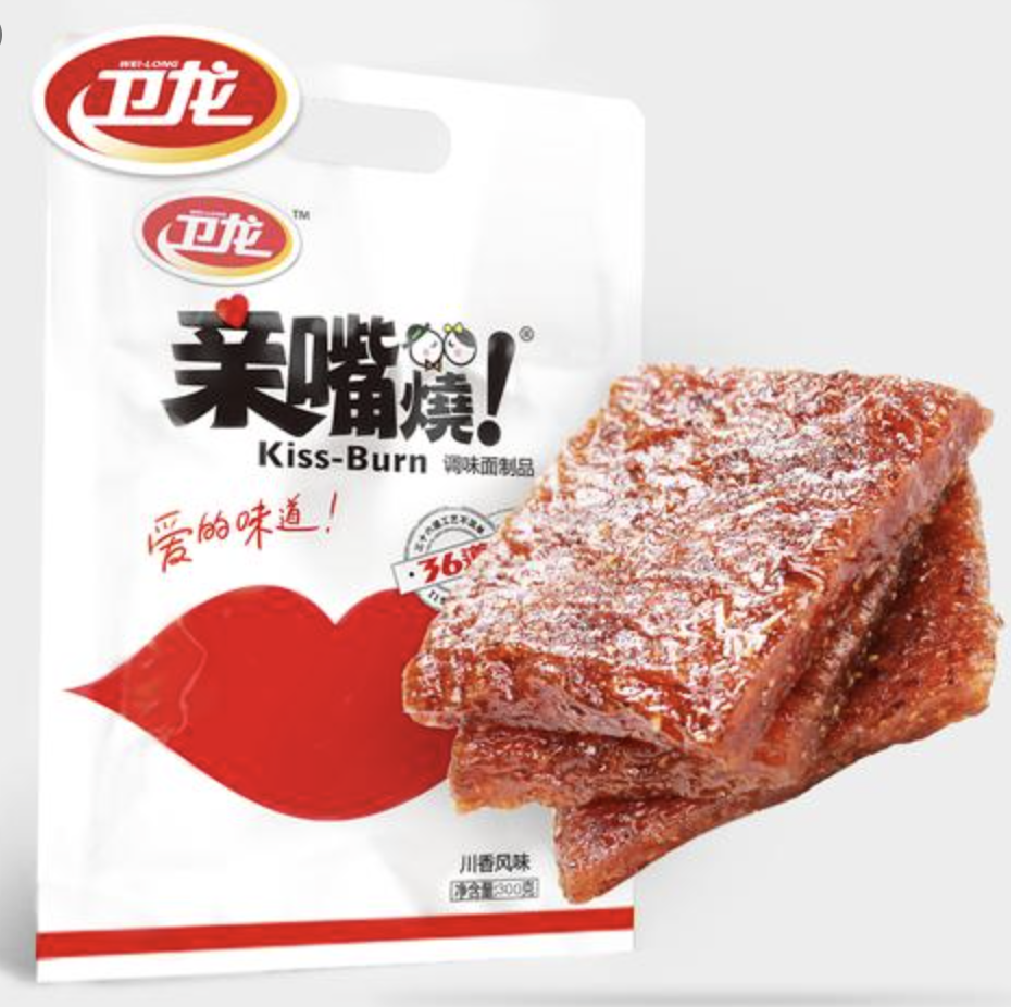 卫龙 亲嘴烧 川香风味 WEI-LONG Kiss Burn Spicy gluten (Sichuan flavor) 300g