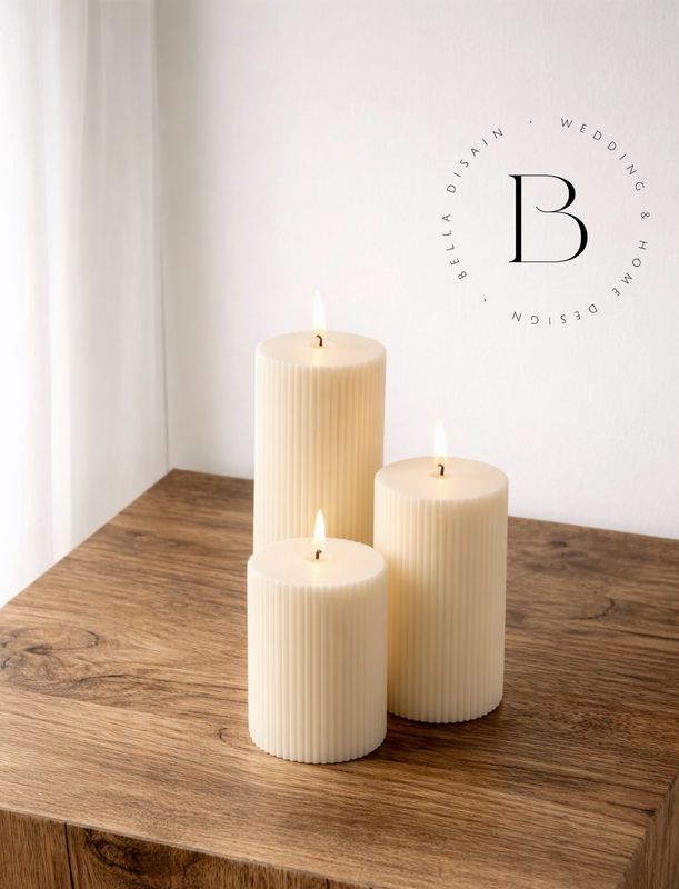 Sojavahast küünal Ribbed Pillar