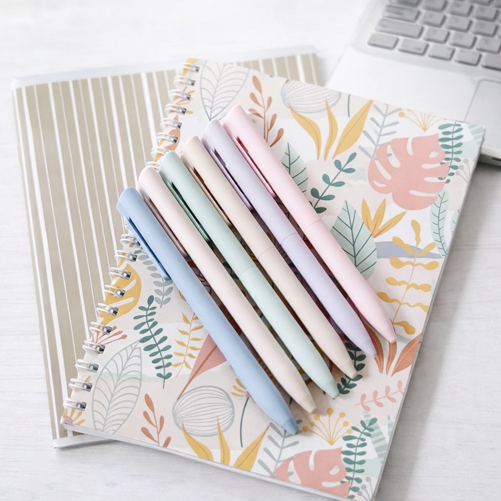 Värvilised pastakad pastellsetes toonides (6 tk) - lilla, punane, roosa, roheline, sinine ja pruun. Kingiidee, kooliasjad