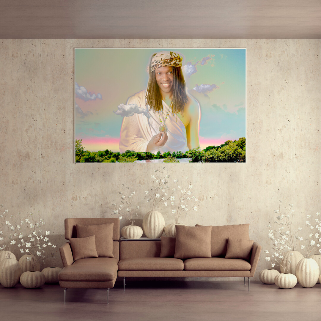 Praying for Peace Above the Silver Lake #1 48"x32" inch High Quality Canvas Wall Art, an Anthony Abercrombie Original Digital Painting Normally $500 Now Just $300