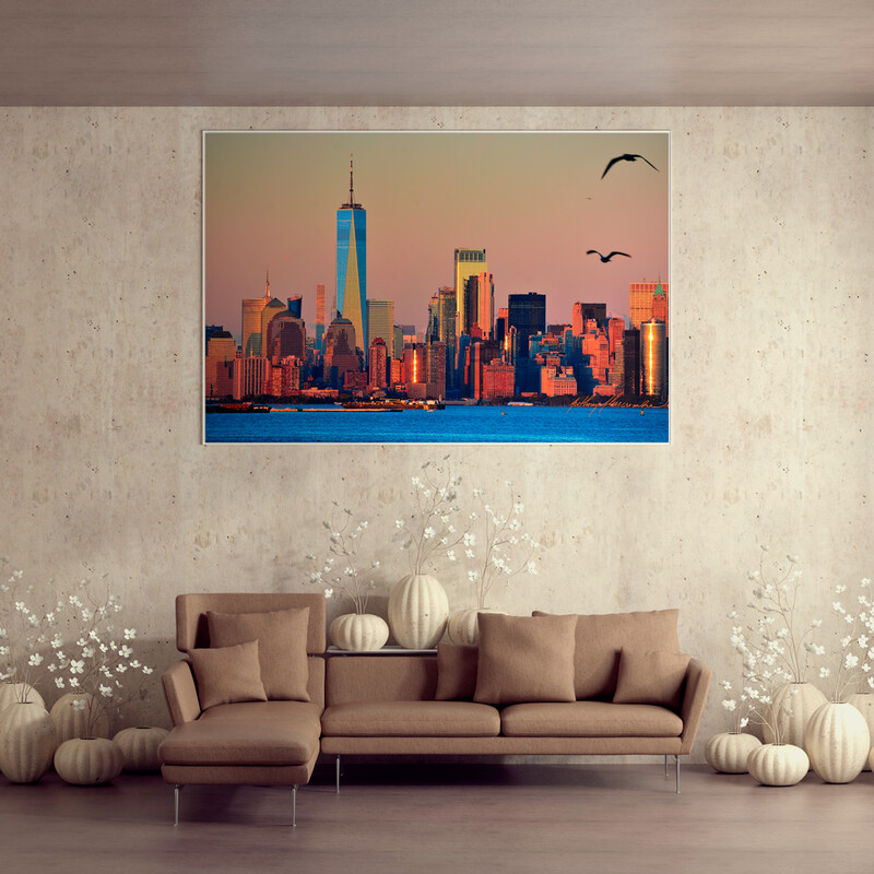 New York City At Sunset #1 48 New York City At Sunset #1 48"x32" inch High Quality Canvas Wall Art, an Anthony Abercrombie Original Photograph Holiday Special Originally $400 Now Just $300
