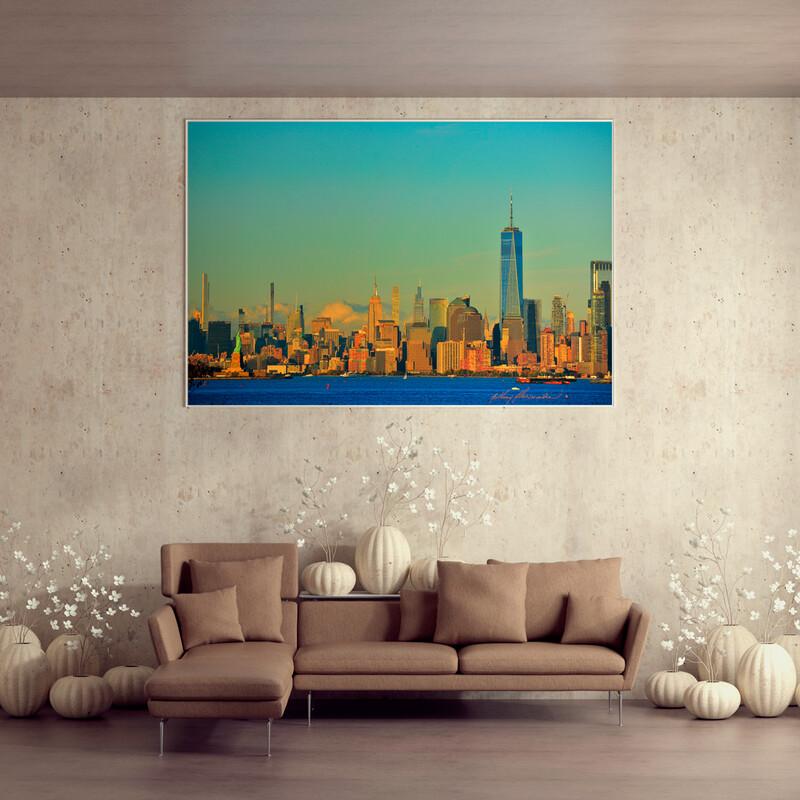 New York City At Dusk #1 48 New York City At Dusk #1 48"x32" inch High Quality Canvas Wall Art, an Anthony Abercrombie Original Unretouched Photograph Normally $400 Now Just $300