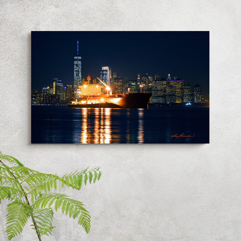 New York Harbor After Dark #118 New York Harbor After Dark #118"x12" inch Gallery Wrapped Canvas Wall Art, an Anthony Abercrombie Original Photograph Was $150 Holiday Sale Price $100
