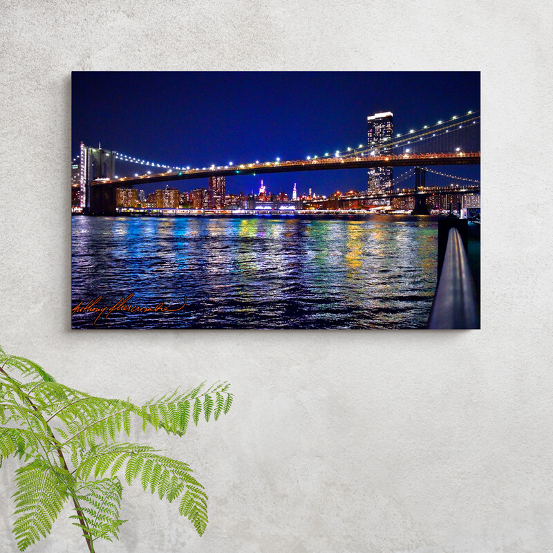 Brooklyn Bridge East River #118"x12" inch Gallery Wrapped Canvas Wall Art, an Anthony Abercrombie Original Photography $150