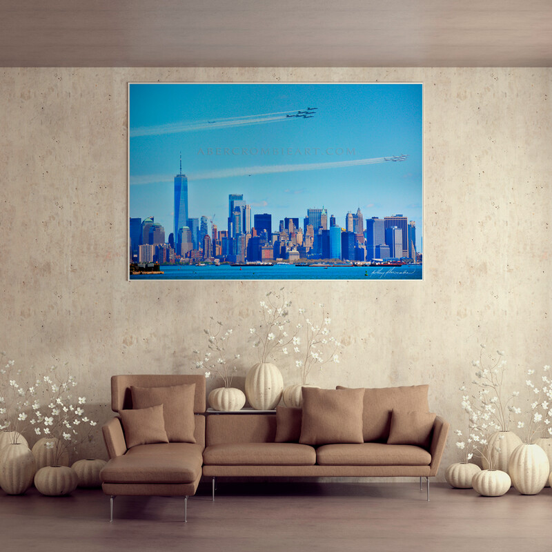 Jets in Formation over Manhattan #148 Jets in Formation over Manhattan #148"x32" inch High Quality Canvas Wall Art, an Anthony Abercrombie Original Photograph Normally $400 Limited Time $300