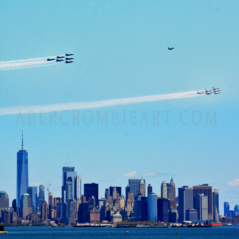 Jets In Formation over Manhattan #2 36 Jets In Formation over Manhattan #2 36"x36" inch High Quality Canvas Wall Art, an Anthony Abercrombie Original Photograph Normally $350 Now Just $250