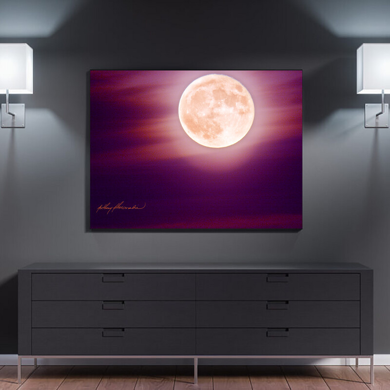 Purple Super Moon #120"x16" inch High Quality Metal Wall Art, an Anthony Abercrombie Original Photograph  For A Limited Time $400