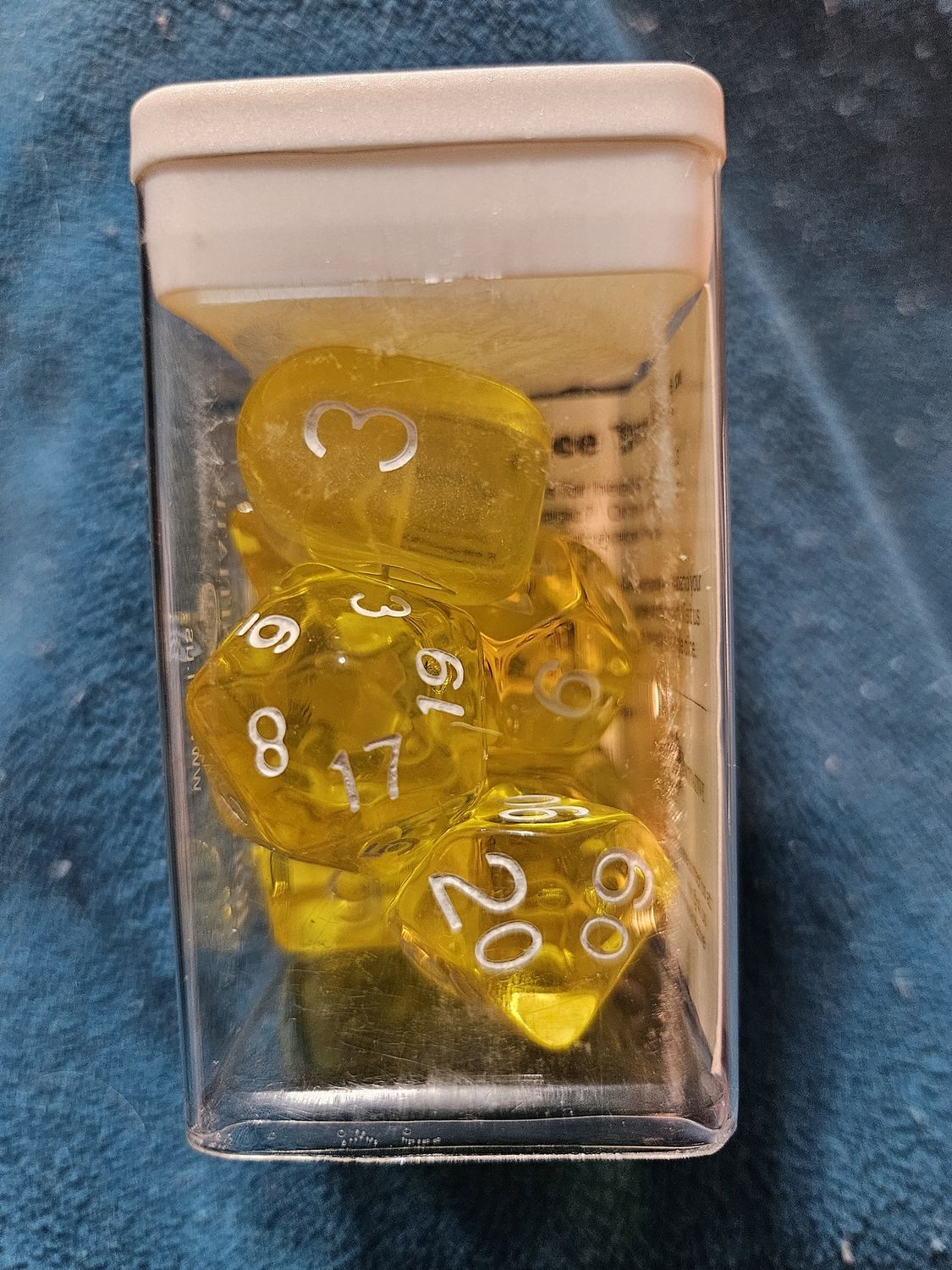 Translucent Yellow w white numbers 7d set