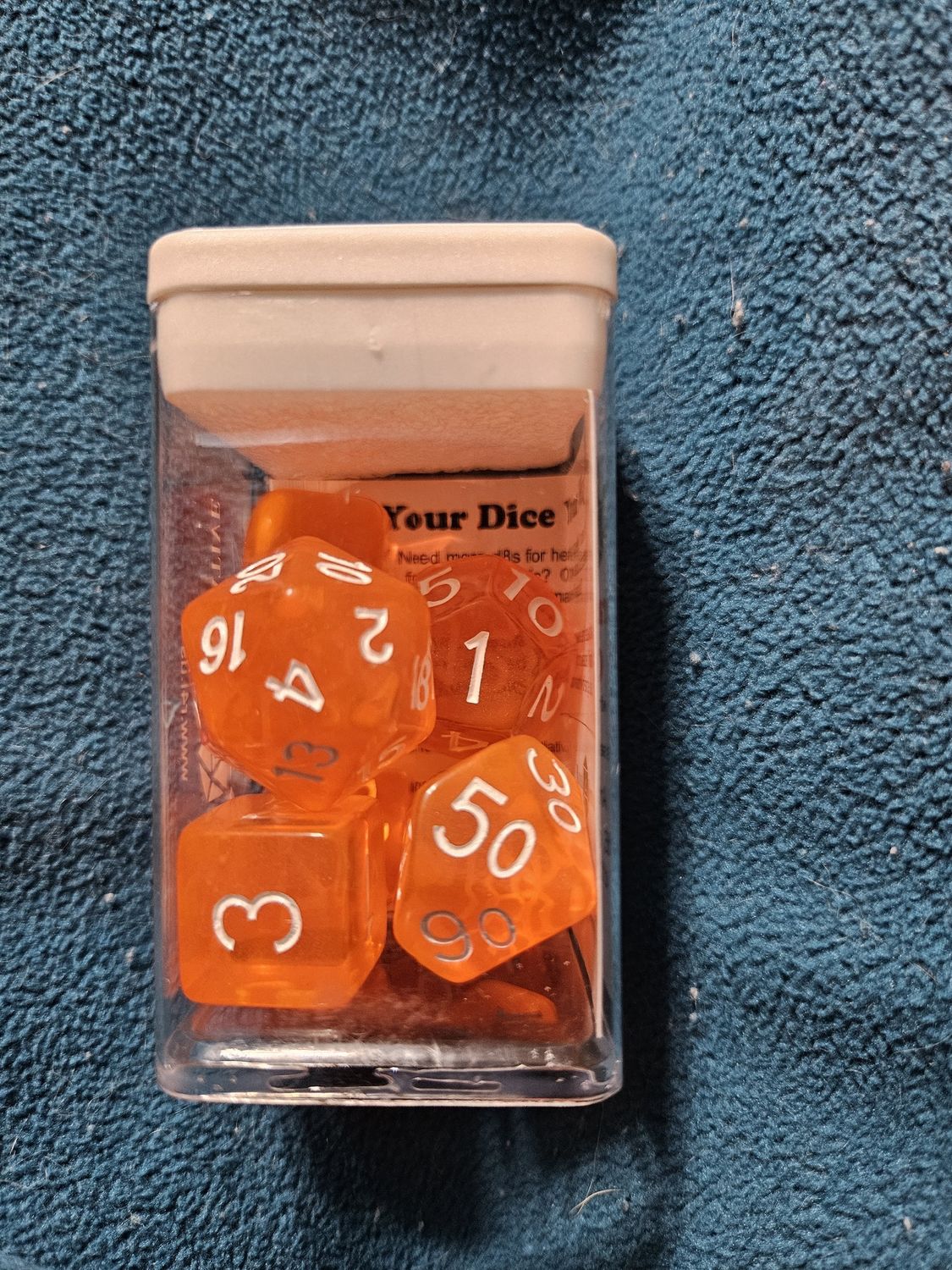 Translucent Orange w white numbers 7d set
