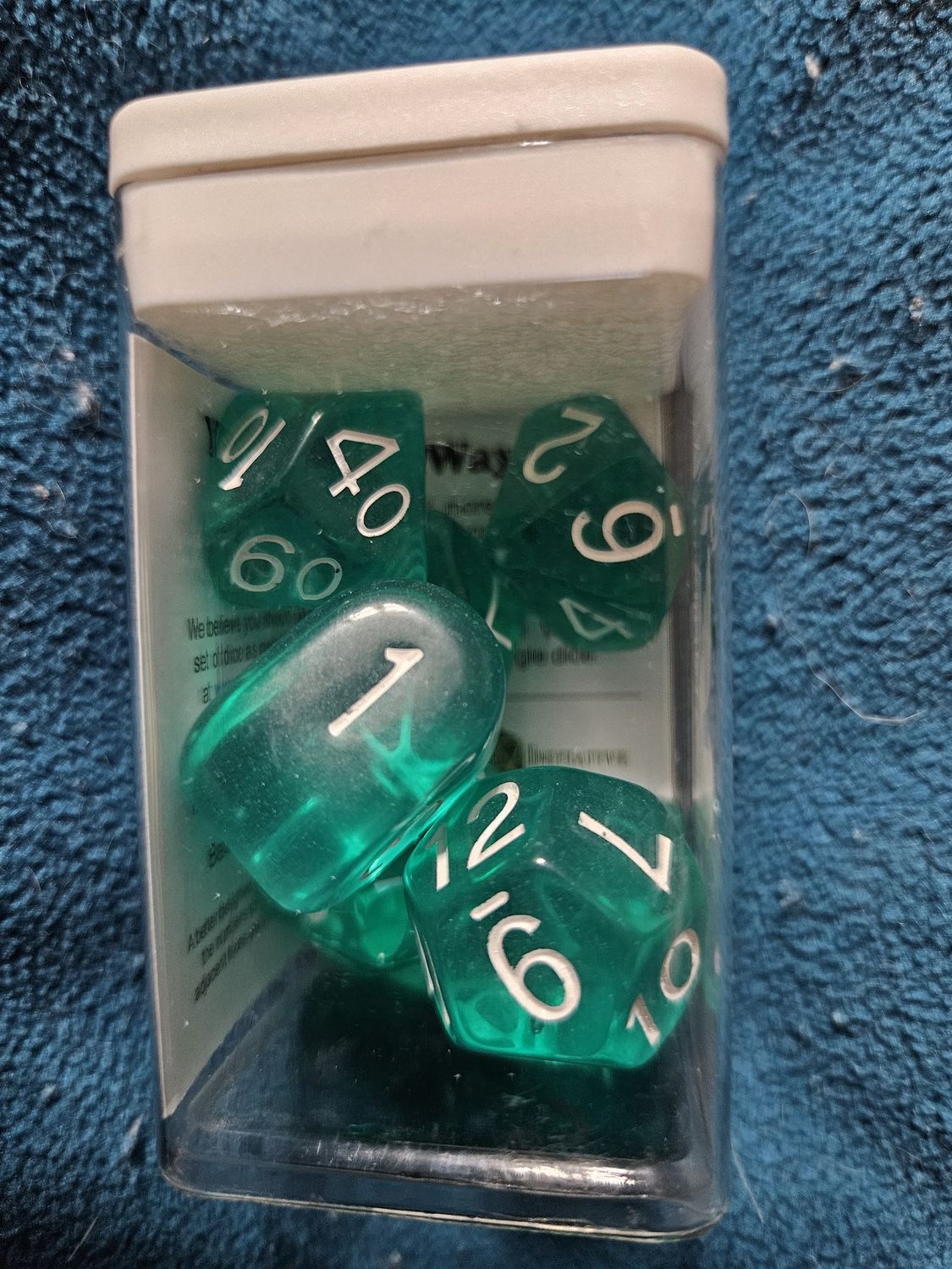 Translucent Teal w white numbers 7d set
