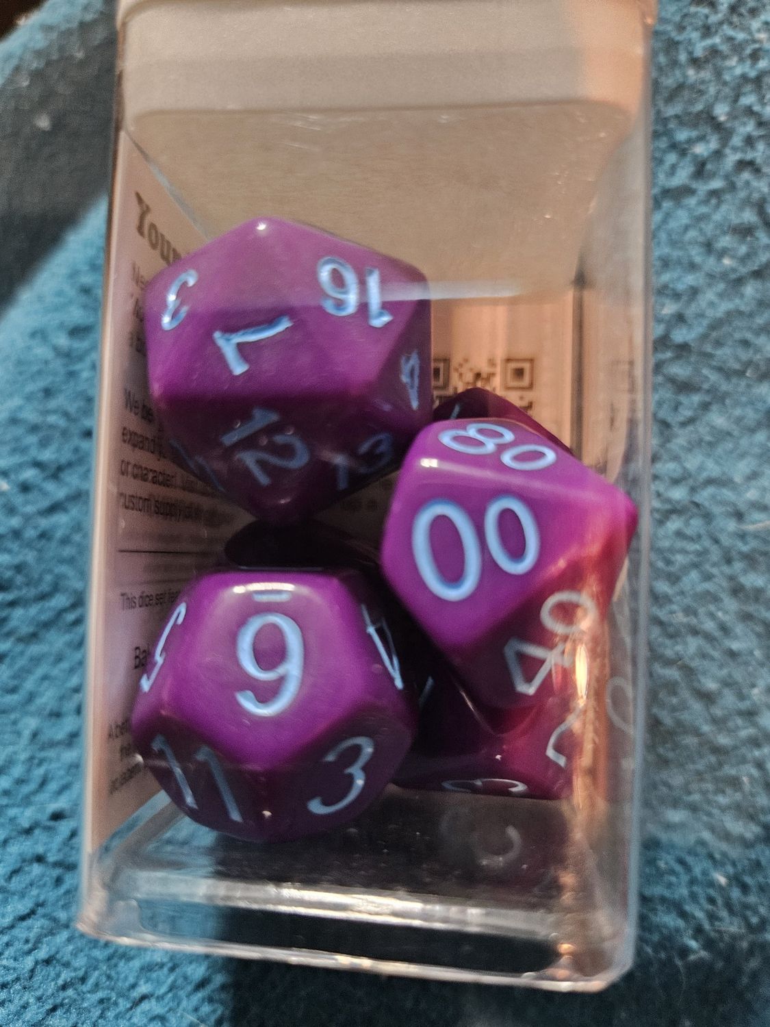 Opaque Dark Purple w blue number 7d set