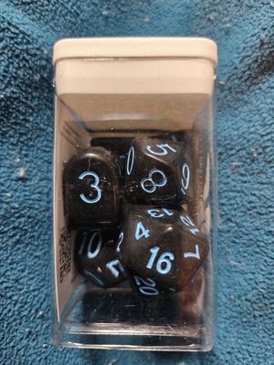 Opaque Black w lt blue numbers 7d set