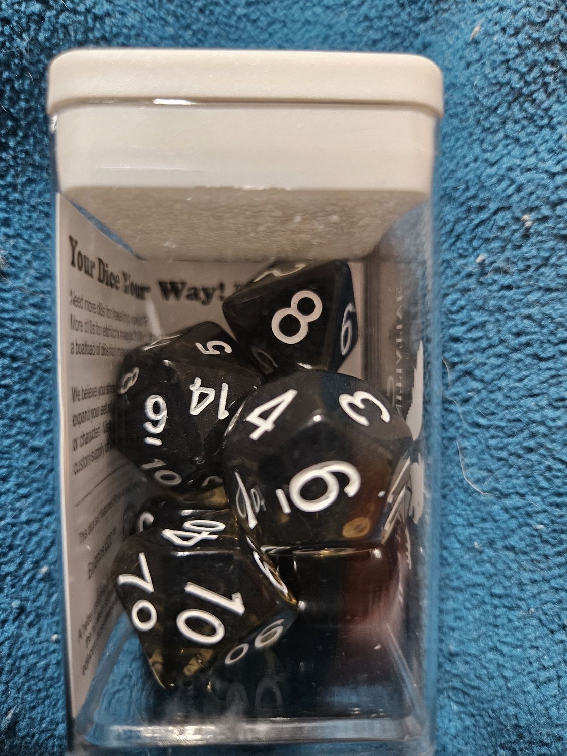 Translucent Black w white numbers 7d set