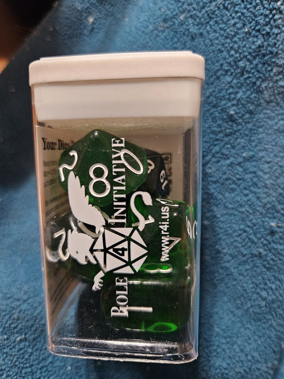 Translucent Dark Green w white numbers 7d set