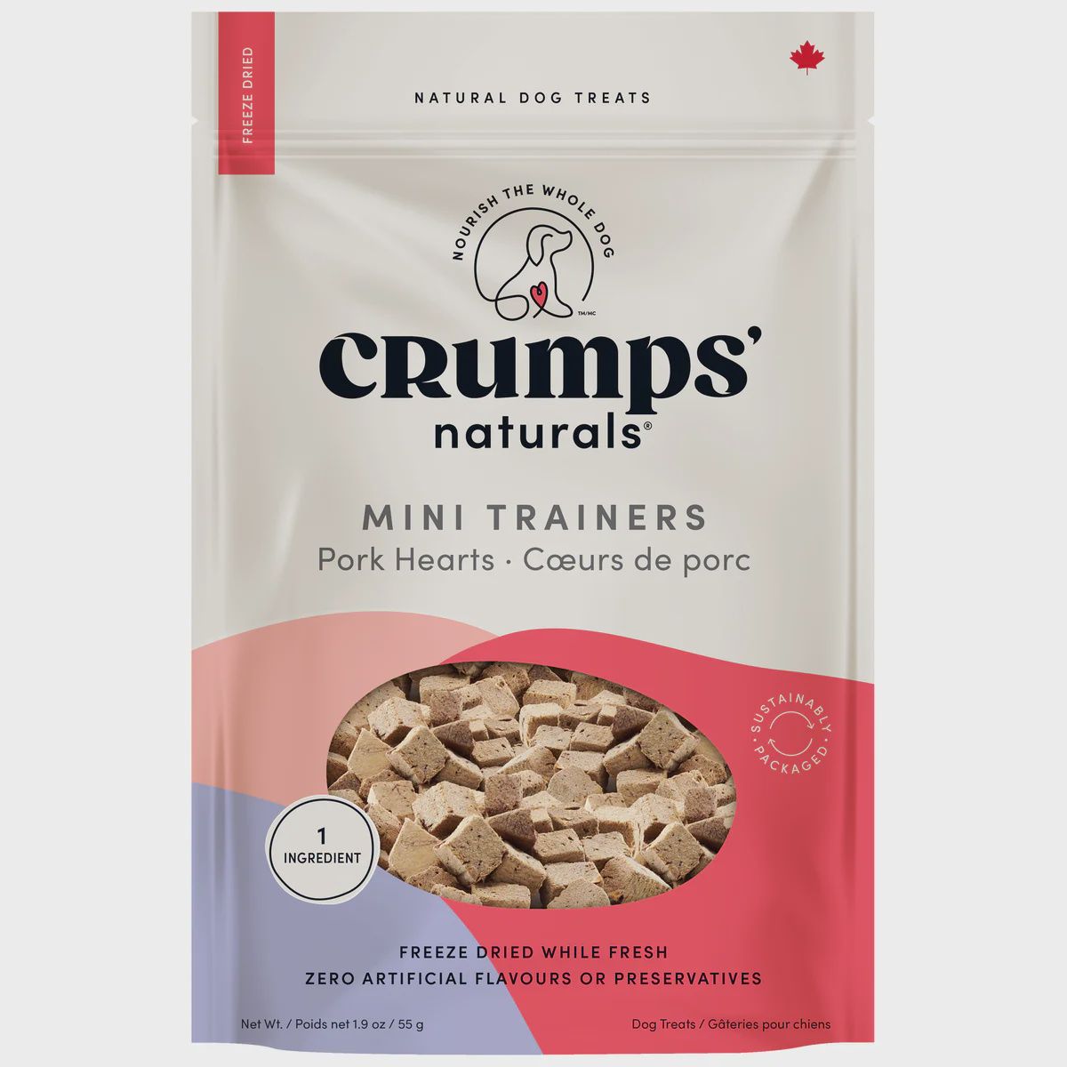 Crumps&#39; Naturals Dog Mini Trainers FD Pork Hearts 55g