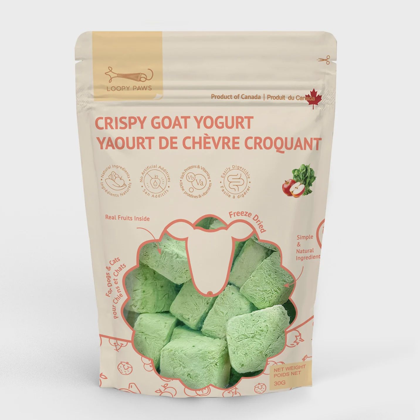 Loopy Paws Crispy Goat Yogurt Chunk Veggie Mix 30g