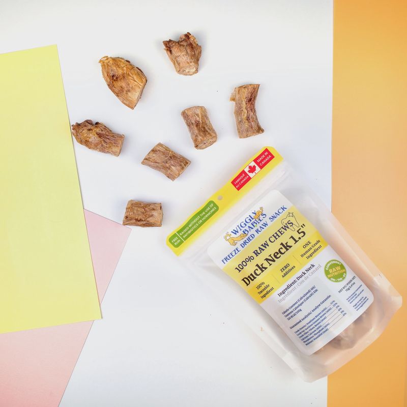 Wiggly Babies Freeze Dried Raw Duck Neck 1.5" Cut