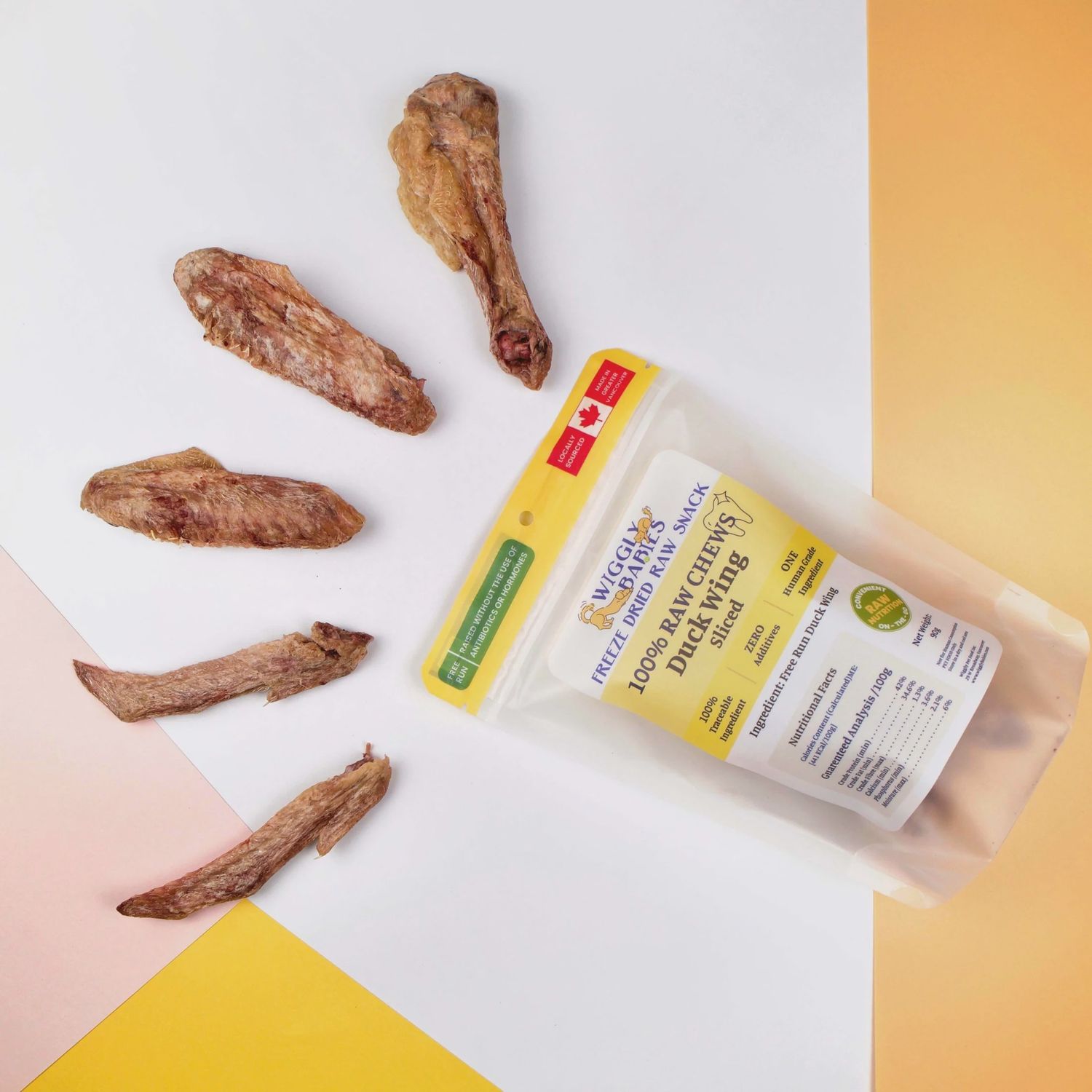 Wiggly Babies Freeze Dried Raw Duck Wing Sliced