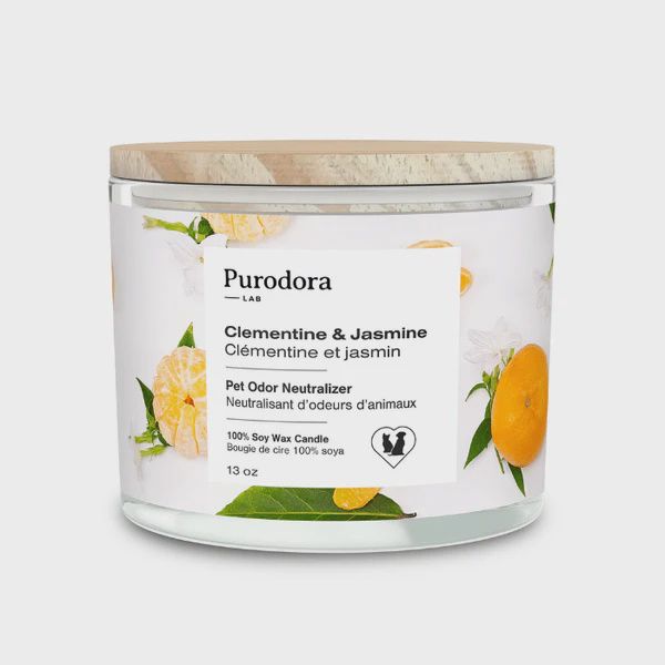 PURODORA Odor Neutralizer Clementine-Jasmine Soy Wax Candle