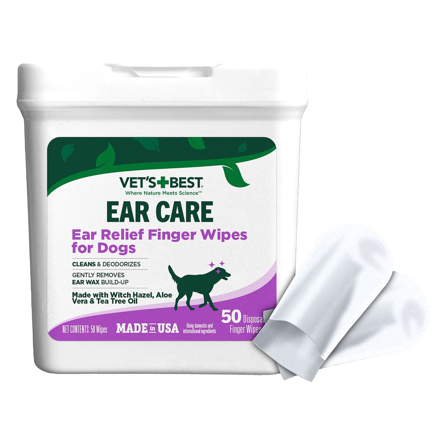Vet&#39;s Best Ear Relief Finger Wipes 50 ct