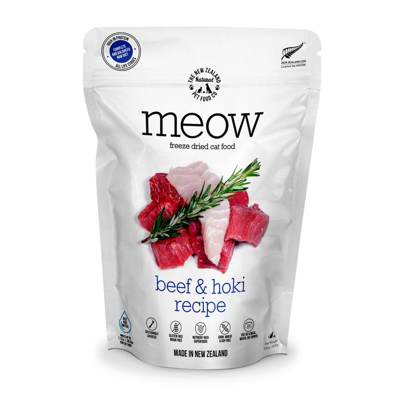 NZ Natural Pet Food Co - Freeze Dried - Food - Meow - Beef &amp; Hoki 9.9oz