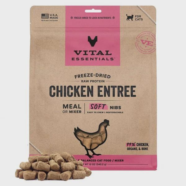 VITAL ESSENTIALS FD Raw Chicken Entree&amp;Mixer Soft Nibs 12OZ | Cat