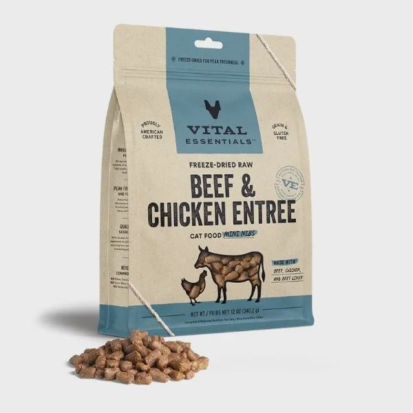 VITAL ESSENTIALS | FD Raw Beef &amp; Chicken Mini Nibs 12OZ | Cat
