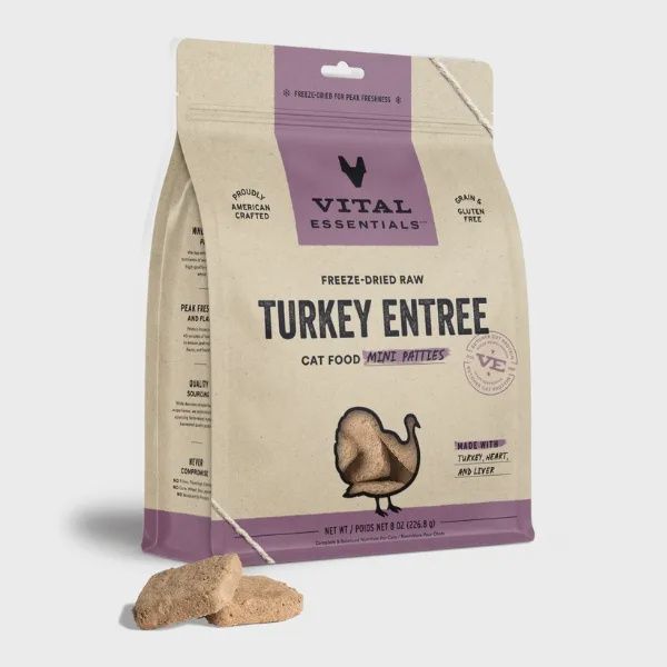 VITAL ESSENTIALS | FD Raw Turkey Mini Patties 8OZ | Cat
