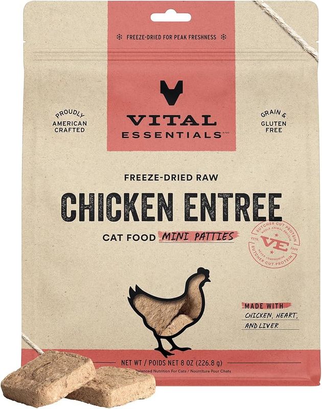 Vital Essential FD Raw Chicken Entree Mini Patties 15OZ |Cat