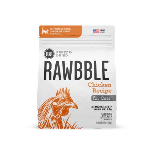 BIXBI Rawbble Freeze Dried Cat Food  Chicken Recipe  10 oz - 95% Meat and Organs  No Fillers - Pantry-Friendly Raw Cat Food for Meal  Treat or Food Topper - USA Made in Small Batches