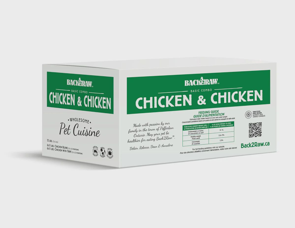 BACK2RAW Basic Chicken w/Tripe &amp; Chicken Blend 12lb BOX
