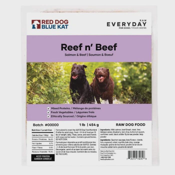RDBK Everyday Raw Reef n&#39; Beef (Beef &amp; Salmon) for Dogs 4 x 1/4 lb