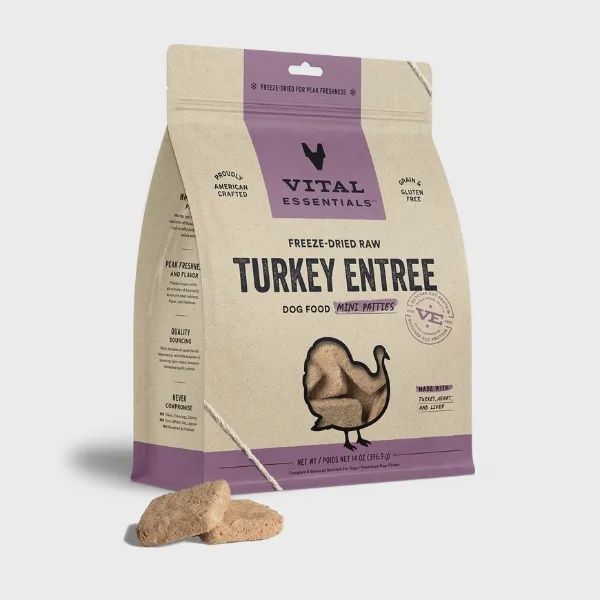Vital Essentials - Dog Mini Patties Freeze Dried - Turkey - 14 oz