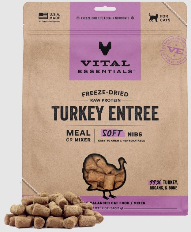 Vital Essential FD Raw Turkey Entree&amp;Mixer Soft Nibs 12OZ|Cat