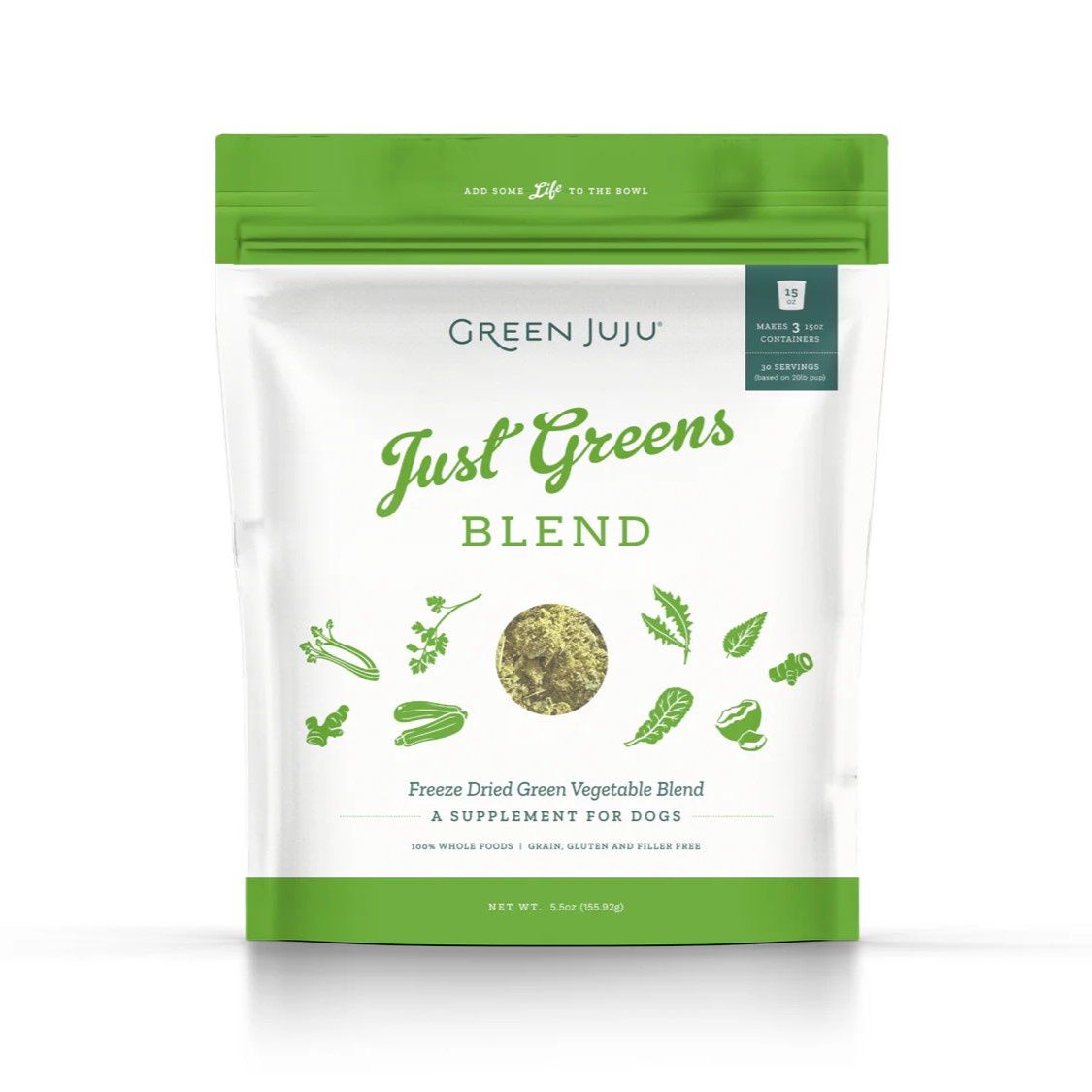 Green Juju Dog Freeze Dried Blend Just Greens 5.5 oz