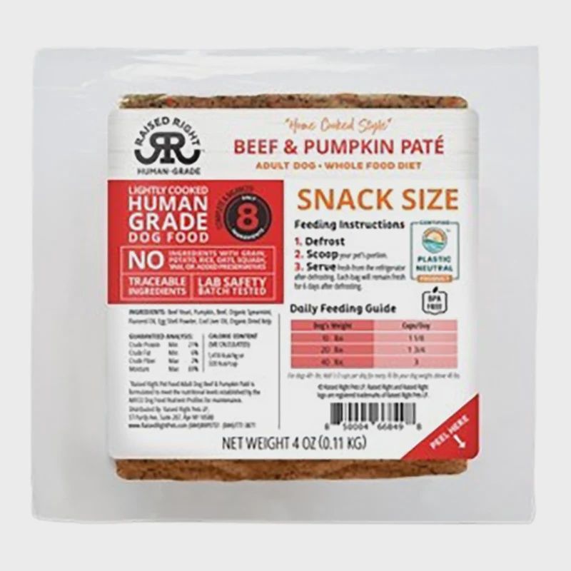 Raised Right - Beef with Pumpkin Adult Dog Recipe - 4oz