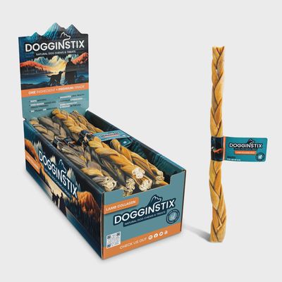 DOGGINSTIX Braided Lamb Collagen 12&quot;