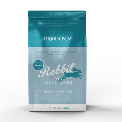 Green Juju Dog Freeze Dried Raw Rabbit w/ Duck Liver 14 oz