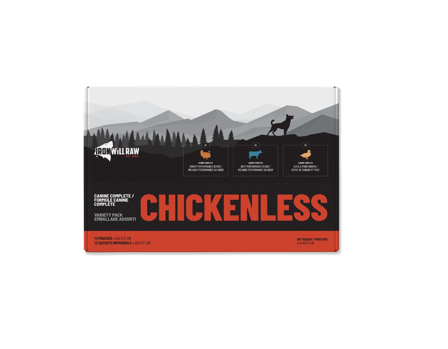 Iron Will Raw Dog Complete Chickenless Variety Pack 12/1 lb