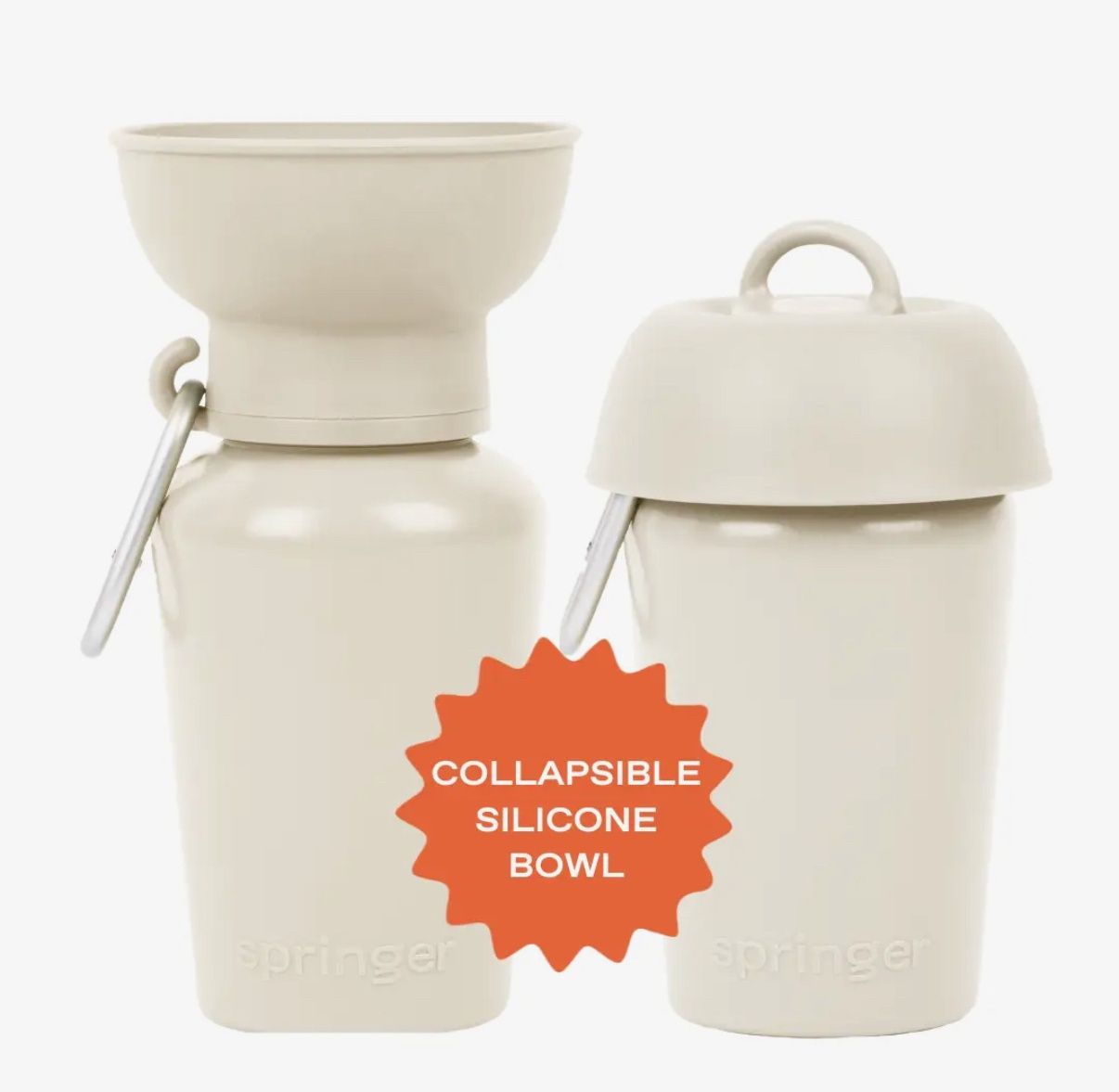 Springer Dog Travel Bottle 20oz Flip, Colour: Oat