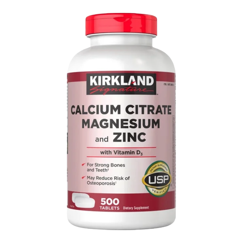 Kirkland Signature Calcium Citrate Magnesium and Zinc, 500 Tablets