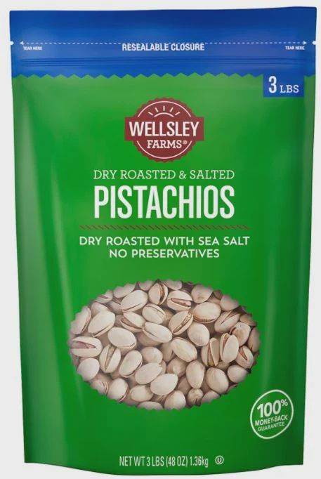 Wellsley Farms Dry Roasted&amp; Salted Pistachios 48oz