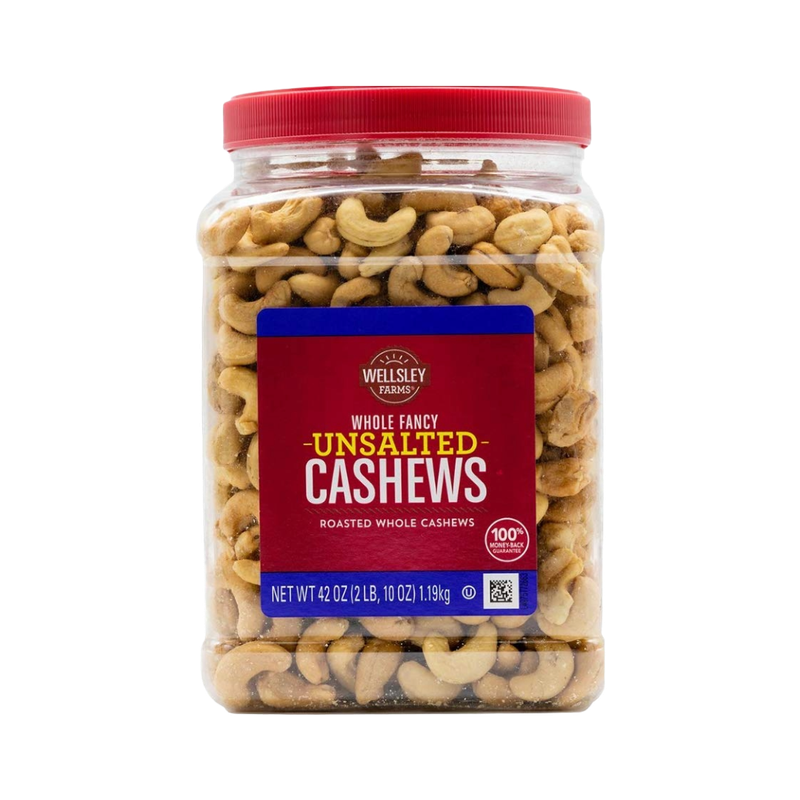 Wellsley Farms Whole Fancy Cashews Unsalted and Roasted 42oz